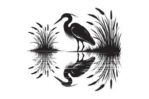 Heron or Egret Bird Silhouette Clipart Design vector