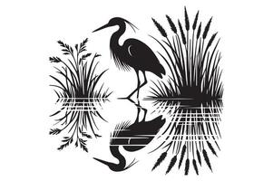 Graceful Egret Bird Design for Digital Art Projects vector