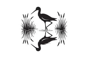 Minimalist Egret Bird for Wall Art and Prints vector