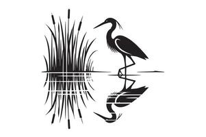 Egret Bird Silhouette Cut File for Laser Cutting vector
