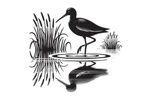 Graceful Egret Bird Illustration Design vector