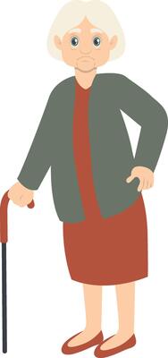 Senior Woman Walking with Stick