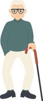 Senior Guy Walking with Glasses vector