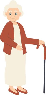 Old Women Character with Stick