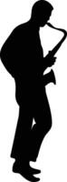 Man Saxophone Player Black Silhouette vector