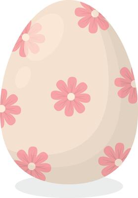 Easter Egg with Pink Flower Ornament