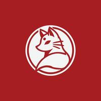 a red fox logo on a red background vector