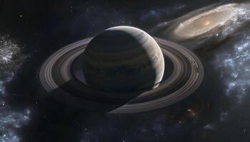 Saturn and its rings are seen in this artist's rendering photo