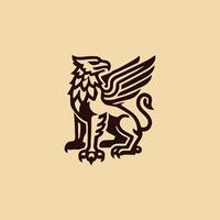 a lion logo with wings on it vector