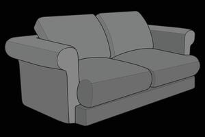 a gray couch is shown on a black background vector