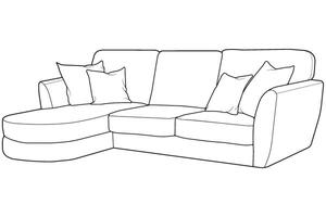 a line drawing of a couch with pillows vector