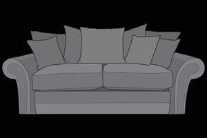 a grey couch with pillows on it vector