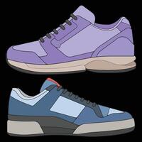 bundling two different colored sneakers on a black background vector