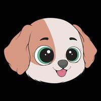 Head Dog Character Illustration, Coloring Book Page with Dog, Isolated Head Dog with Black Background. vector