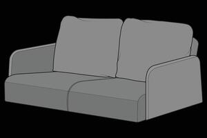 a grey couch with a black background vector