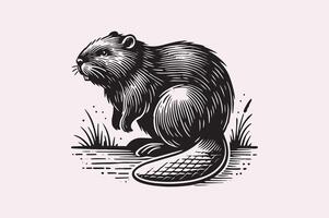 Rustic Beaver Design for Invitations and Cards vector