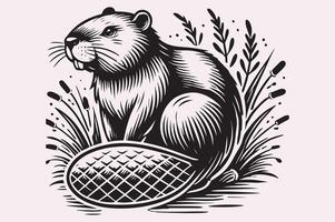 Beaver Silhouette Clipart for Digital Art Projects vector