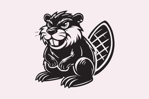 Cartoon Angry Beaver Outline for Crafting Projects vector
