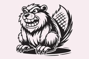 Wildlife Angry Beaver Silhouette for Stickers and Labels vector