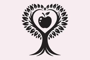 Minimalist Apple Tree Silhouette for Graphic Design Projects vector