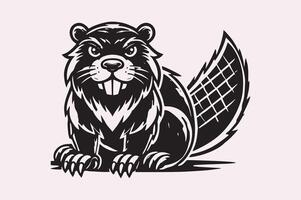 Wild Angry Beaver Silhouette for Rustic Decor vector