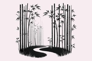 Calm Bamboo Forest Scene for Posters and Prints vector