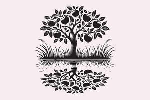 Simple Apple Tree Icon for Digital Art vector