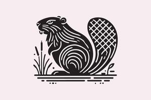 Rustic Beaver Silhouette for Wall Art and Decor vector