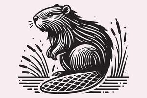 Wildlife-Inspired Beaver Silhouette for Posters vector