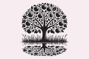 Stylized Apple Tree Logo for Packaging and Labels vector