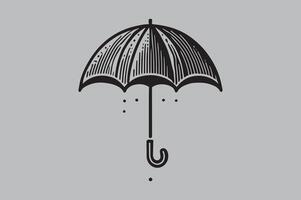 Stylized Umbrella Line Art for Custom T-Shirts and Apparel vector
