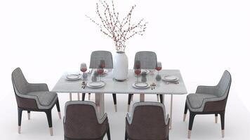modern dining table with white background photo