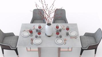 modern dining table with white background photo