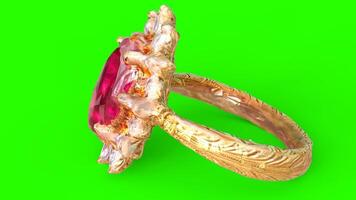 diamond ruby ring with green background photo