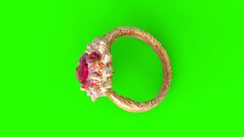 diamond ruby ring with green background photo