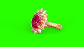 diamond ruby ring with green background photo