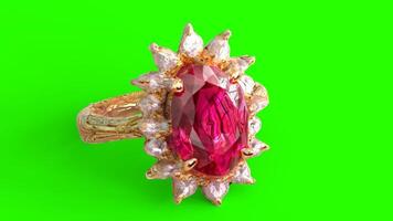 diamond ruby ring with green background photo