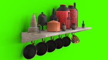 pantry shelf with green background photo