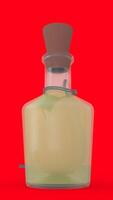 pear in a bottle with red background photo