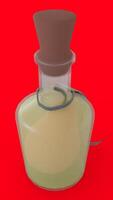 pear in a bottle with red background photo