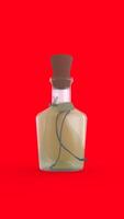 pear in a bottle with red background photo