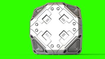 sci-fi cube with green background photo