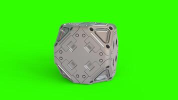 sci-fi cube with green background photo
