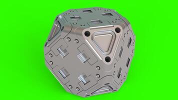 sci-fi cube with green background photo