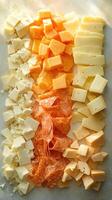 Assortment of Cheese and Salami Slices Arranged on a Plate photo