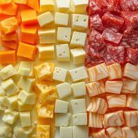 Assortment of Cubed Cheese and Salami photo