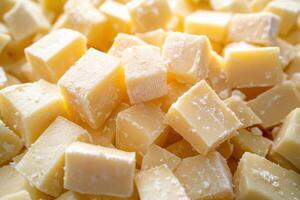 Close-Up of White Chocolate Pieces with a Rough Texture photo
