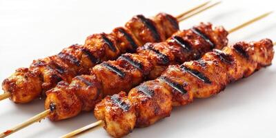Three Skewers of Grilled Chicken with Glaze photo