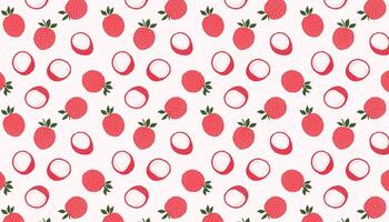 Lychee pattern. illustration. Hand drawn background. vector