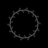 Circle frame with leaves on black background. illustration for your design vector
